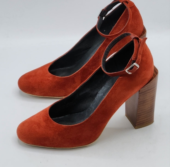 Jeffrey Campbell Leather Suede Mary Jane Block Heels In Rust Size 8.5 - Picture 4 of 15